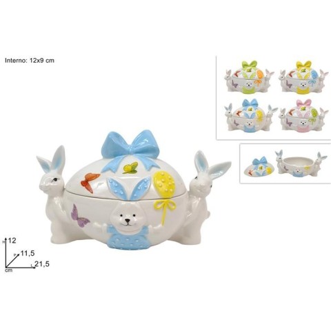 BARATTOLO UOVO 12x9CM CON CONIGLI